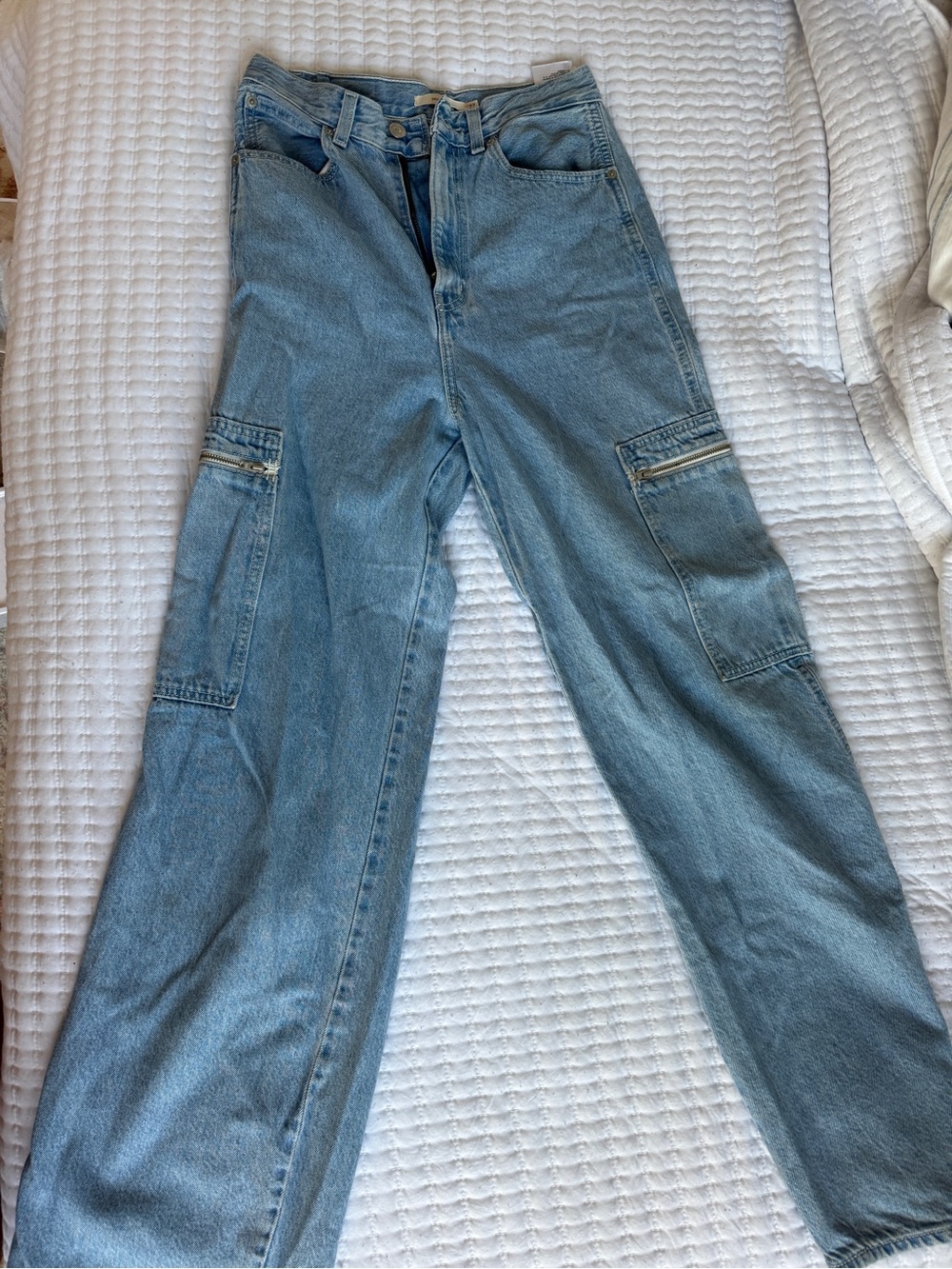 Levi's Light Blue Wide-Leg Cargo Jeans
